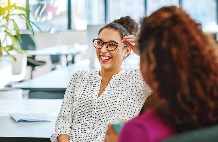 Woman discussing the importance of communication tools 